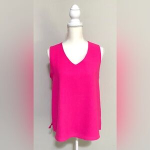 Halogen Womens S Solid Neon Fuchsia Pink Sleeveless Top Classic Preppy Office